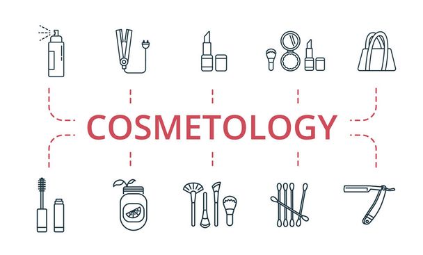 Cosmetology icon set. Contains editable icons theme such as handbag, barber razor, detox and more. - Vector, Image