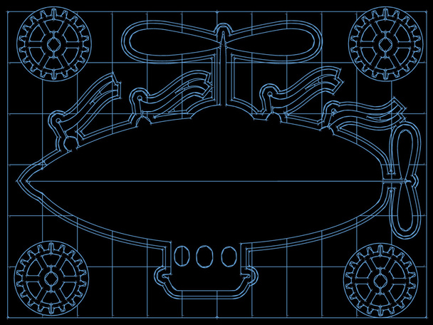 Fantasy Airship Blueprint Gears, Начерки прапорів на сітці
 - Вектор, зображення