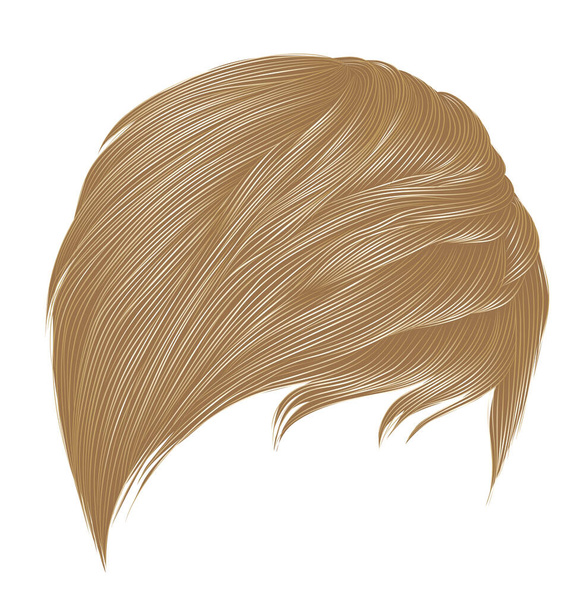 trendy woman short  hairs blond  colors . fringe . - Vector, Image
