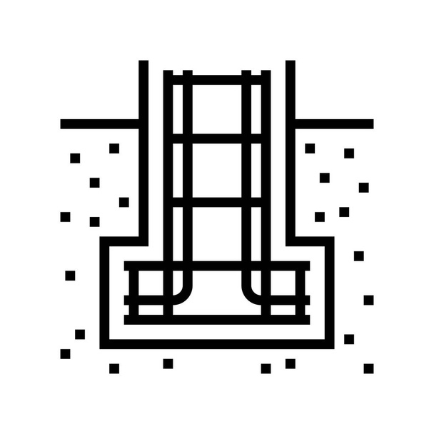 reinforcement in foundation line icon vector. reinforcement in foundation sign. isolated contour symbol black illustration - Vector, Image
