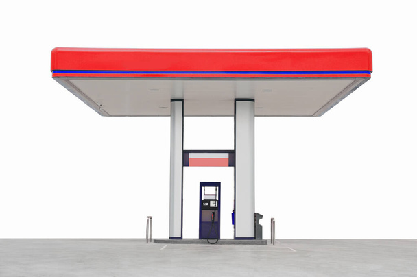 Stacja paliwowa. Stacja benzynowa. izolowany na białym tle - Zdjęcie, obraz