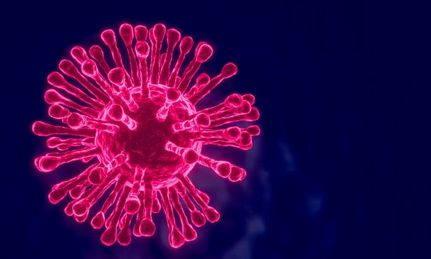 3D-Rendering-Mikroskopzellen Coronavirus 2019 schließt mit der Mikroskopie von Virenzellen, dem Konzept eines epidemischen Coronavirus, das für den Menschen gefährlich ist. Epidemische Gesundheitsrisiken - Foto, Bild