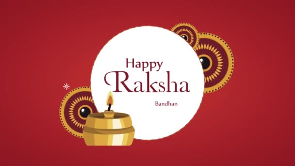 felice raksha bandhan lettering con braccialetti e candele - Filmati, video