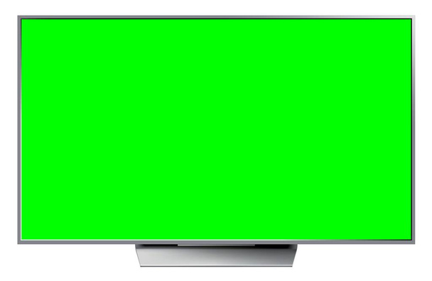 Mockup tela LCD TV realista. Painel com tela verde no fundo. Ilustração vetorial - Vetor, Imagem