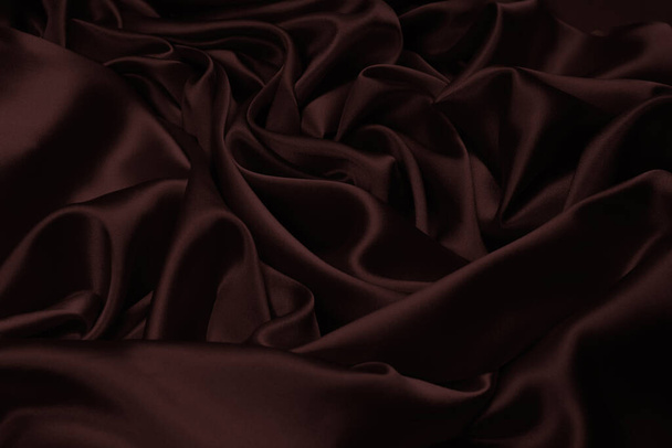 Rich and luxury red silk fabric texture background. Top view. - Photo, Image