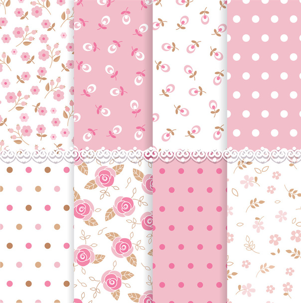 Set of floral seamless patterns - Vector, Image