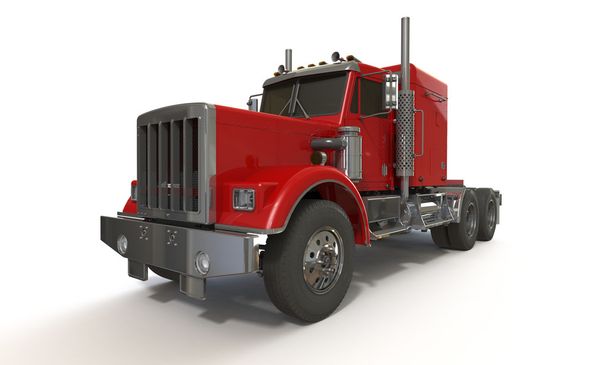 rode vrachtwagen geïsoleerd op wit - Foto, afbeelding