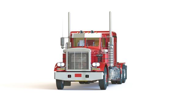 rode vrachtwagen geïsoleerd op wit - Foto, afbeelding