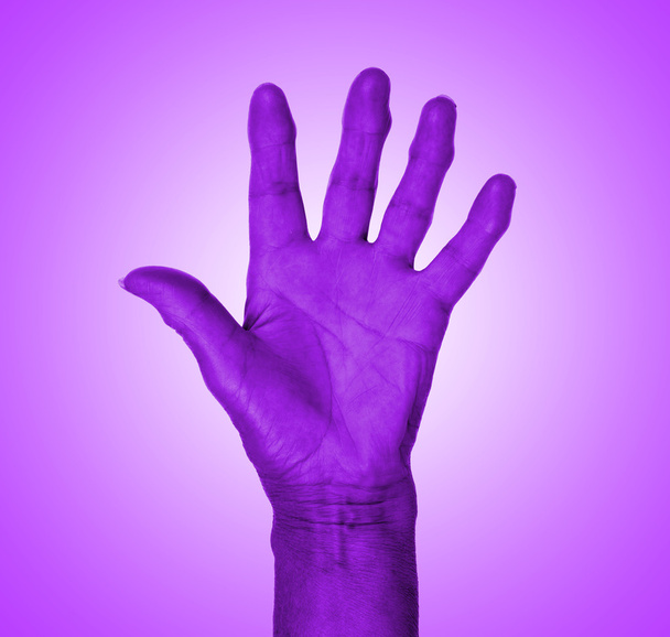 Símbolo da mão, dizer cinco, dizer olá ou dizer para parar
 - Foto, Imagem
