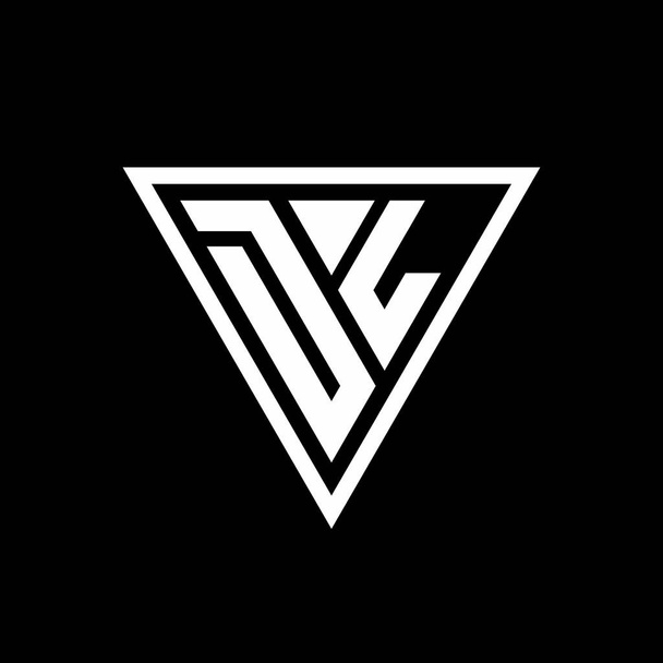 Siyah arkaplan geometrik vektör simgesi üzerinde izole edilmiş tirangle şekilli DL Logo monogramı - Vektör, Görsel