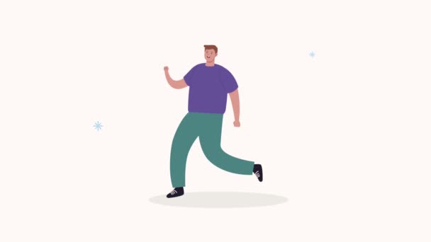 Genç adam yürüyen karakter animasyonu - Video, Çekim