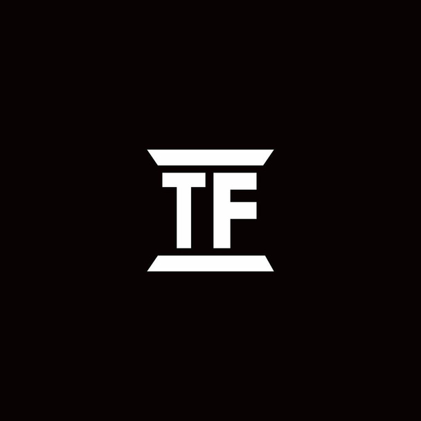 TF logó kezdőbetű monogram pillér alakú design sablon elszigetelt fekete háttér - Vektor, kép