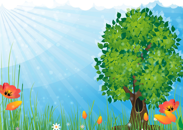 Tree in the meadow - Vector, Image