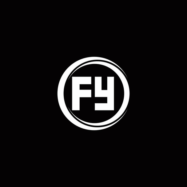 Первоначальная монограмма буквы FY с кружком округлый дизайн шаблон изолирован в черном фоне - Вектор,изображение