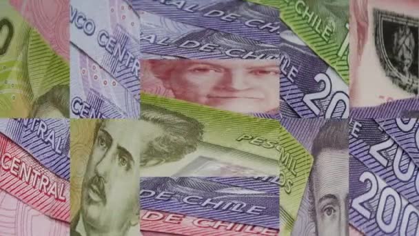 animated background with puzzle style of chilean money photos - Footage, Video