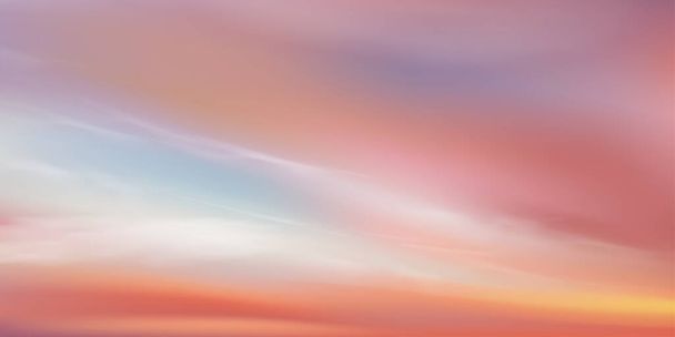 Salida del sol en la mañana con cielo naranja, amarillo y rosado, dramático paisaje crepuscular con cielo al atardecer en la noche, bandera del horizonte de malla vectorial de la luz del sol durante cuatro temporadas. Hermoso fondo natural - Vector, Imagen