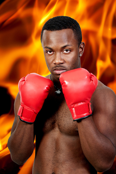 zwarte man bokser - Foto, afbeelding
