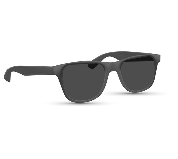 Sunglasses model, Black sunglass, mens glasses silhouette and retro eyewear mockup. Isolated on white background. Vector illustration. - Vector, Image