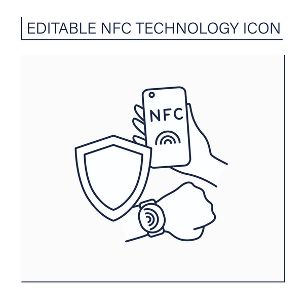 Icono de línea NFC - Vector, imagen