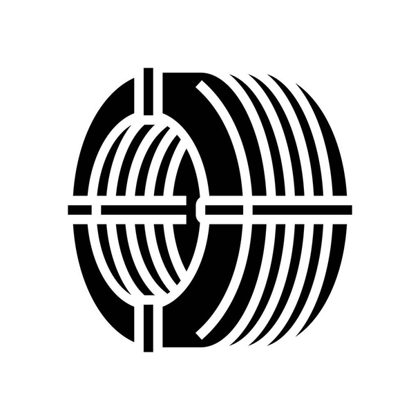Kablo takviye kablo ikon vektörü. Kablo takviye işareti. izole edilmiş çizgi simgesi siyah illüstrasyon - Vektör, Görsel