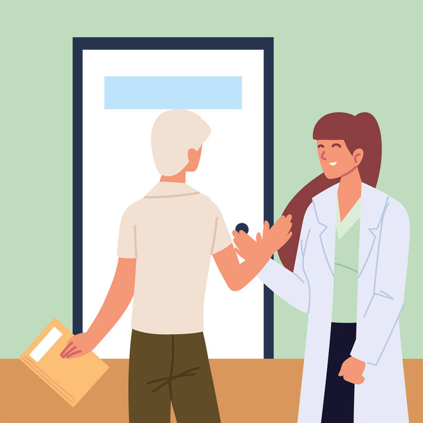 doctor and patient greeting - Vector, Image