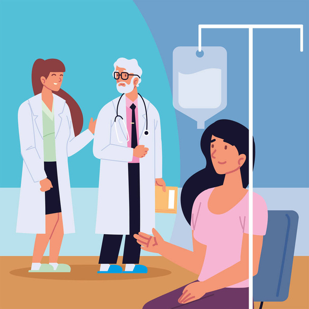 doctors with a patient - Vector, Image