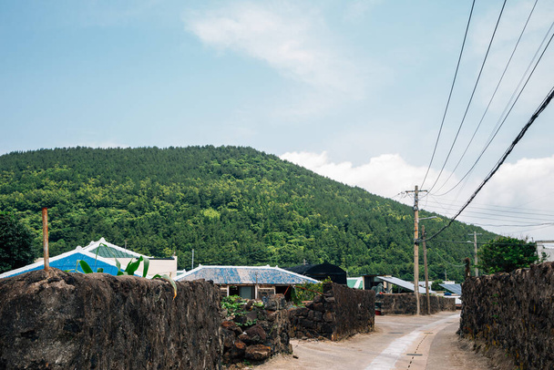 韓国済州島のチョンダル里村とジミ・オレウム - 写真・画像