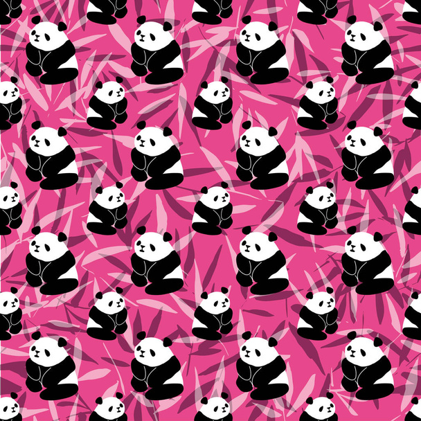 Panda Bamboo Seamless Path - Вектор,изображение