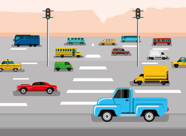 highway transport vehicles - Vector, Image