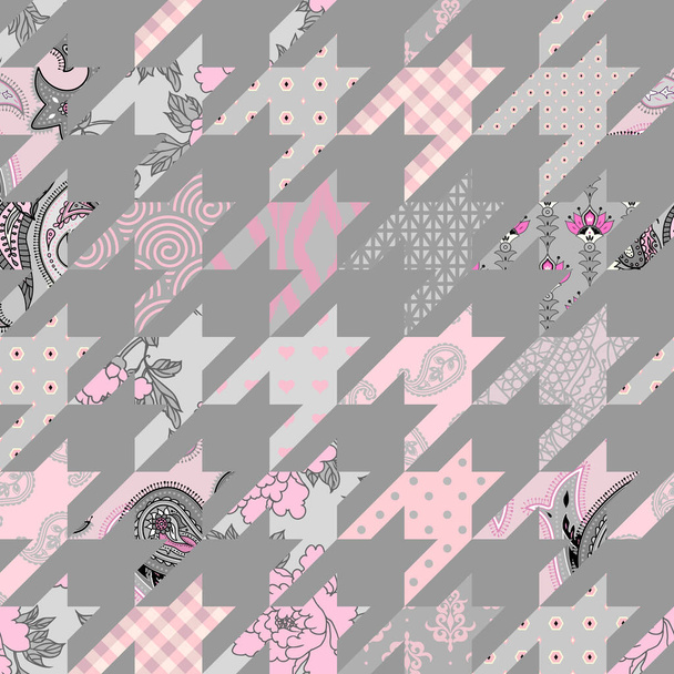 Patchwork textile pattern. Seamless quilting design background. - ベクター画像