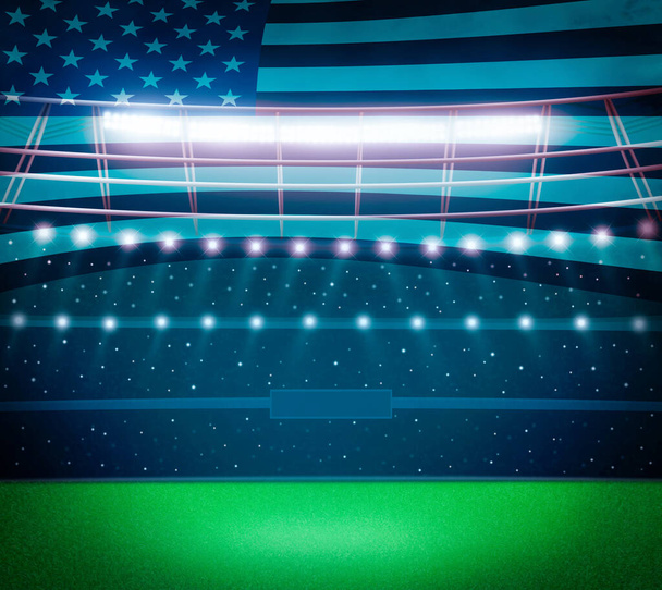 Grünes Stadion mit US-Flagge - Foto, Bild