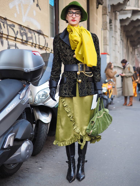 Fashion blogger street style outfit before Calcaterra fashion show during Milano fashion week woman collections! - Photo, Image