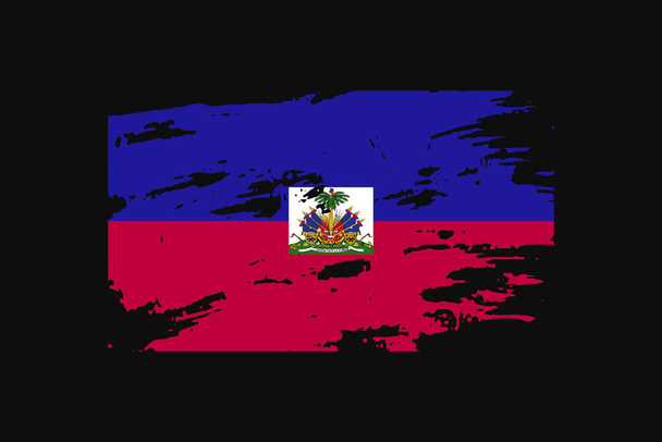 Bandera Grunge Style del Haití. Se utilizará gráficos de camiseta, impresión, póster y fondo. - Vector, imagen
