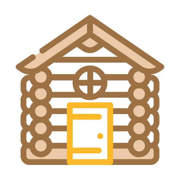 cabaña de madera casa color icono vector ilustración - Vector, Imagen