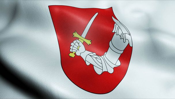 Ilustración 3D de una bandera de la ciudad suiza ondeando Riva San Vitale - Foto, imagen