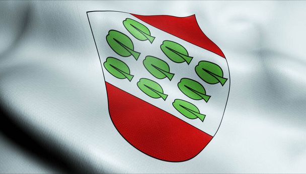 Ilustración 3D de una bandera de la ciudad de Munchenbuchsee ondeando Suiza - Foto, imagen