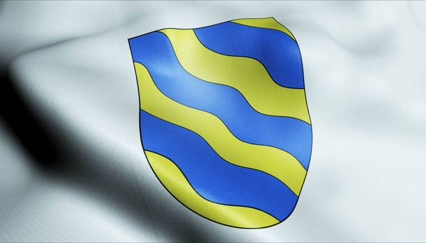 Ilustración 3D de una bandera de la ciudad de Langenthal ondeando Suiza - Foto, imagen