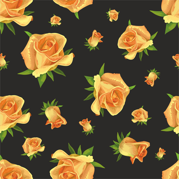 Pattern with yellow roses - Wektor, obraz