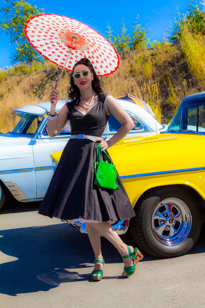 THORNCLIFF CALGARY CANADA, SEPT 13 2014: The annual Show and Shine with Pin Up Girls "Cars before 1964" - Fotó, kép