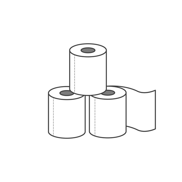 Grupo de rollos de papel higiénico aislados sobre fondo blanco. Ilustración vectorial - Vector, imagen