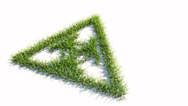 Concept or conceptual green summer lawn grass symbol shape isolated white background, toxic icon. 3d illustration metaphor for danger, warning, caution,  biohazard and environment contamination - Photo, Image