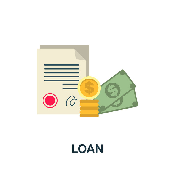 Ikona půjčky. Plochý znak ze sbírky kreditů. Ikona kreativní půjčky pro webdesign, šablony, infografiku a další - Vektor, obrázek