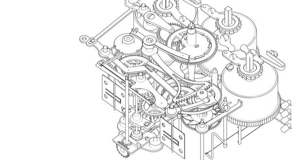 hodiny mechanismus vintage 3D ilustrace - Fotografie, Obrázek