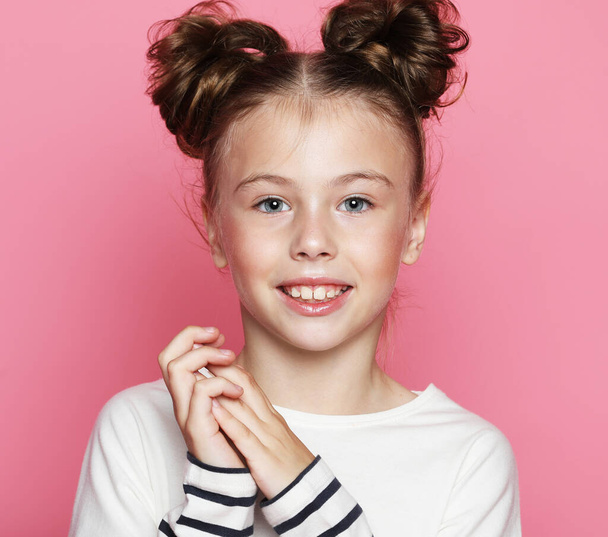 Portrait of cheerful smiling little girl - Fotó, kép