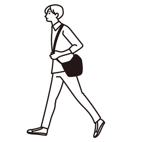 若い男が歩くベクトルイラスト - ベクター画像