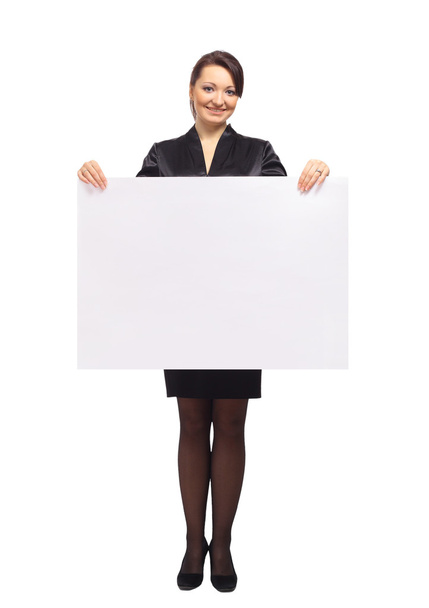 Business woman showing blank sign board - Foto, Imagen
