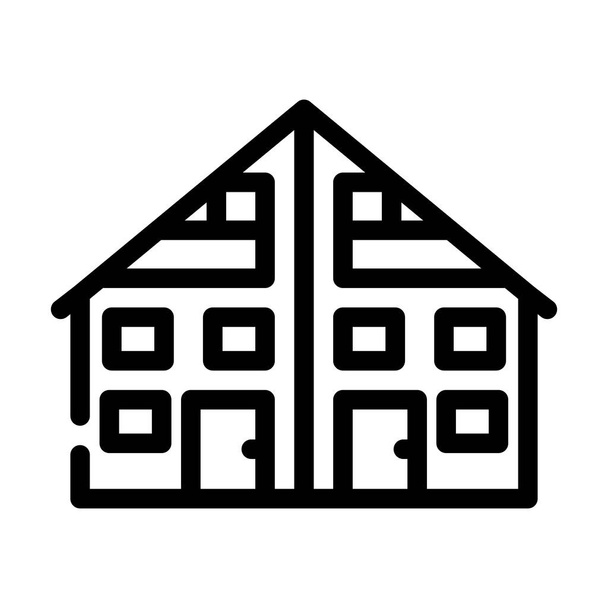 dvě rodiny dům řádek ikona vektor ilustrace - Vektor, obrázek