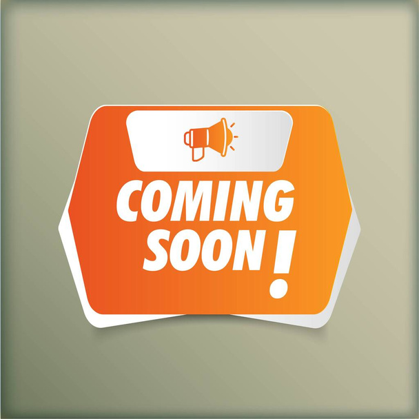 Modern orange vector banner ribbon coming soon with megaphone. Web element. - Vector, Image