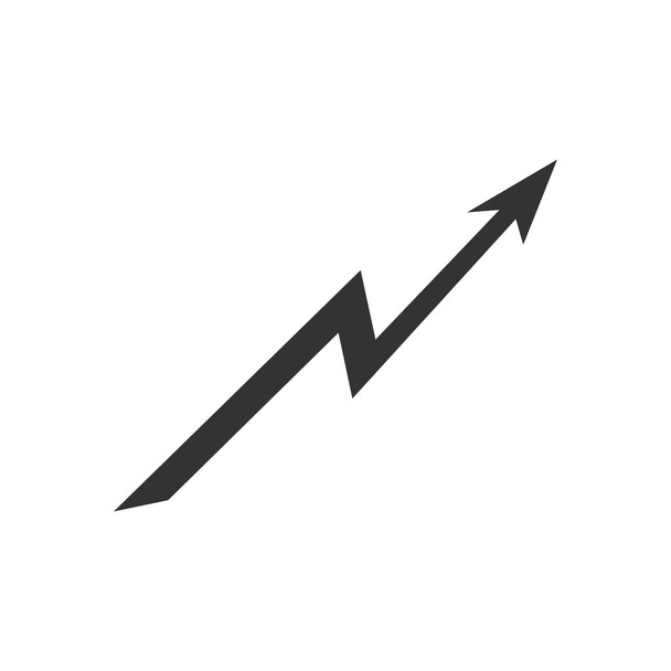  Rising arrow black icon. Growing bar pictogram. Vector success illustration isolated on white. - Vector, Image