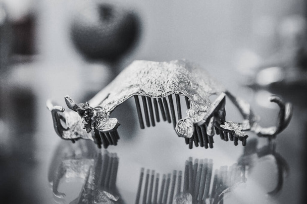 Object printed on metal 3d printer close-up. - Foto, afbeelding